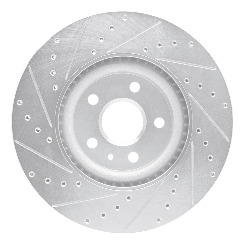 Cadillac CTS Brake Rotor (1) - Front Right - R1 Concepts - Drilled & Slotted - Silver - `08-`17